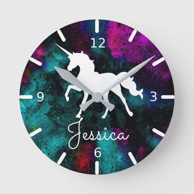 Farbenfrohe Personalisierte Einheit Runde Wanduhr (Vorderseite)
