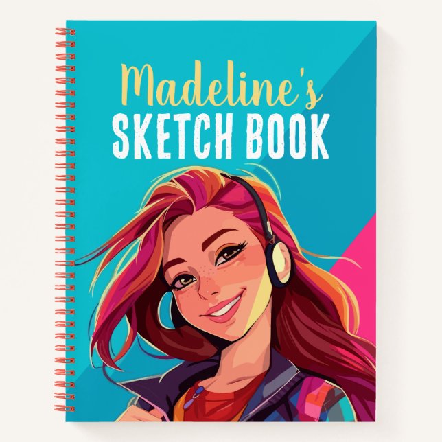 Farbenfrohe Personalisierte Teen Girl Notizbuch (Vorderseite)