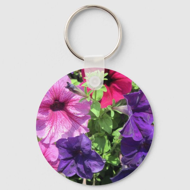 Farbenfrohe Petunias Schlüsselanhänger (Vorderseite)