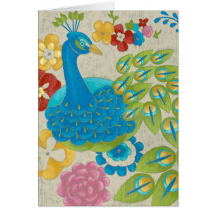 Farbenfrohe Pfaue und Blume