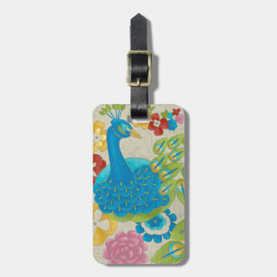 Farbenfrohe Pfaue und Blume Gepäckanhänger