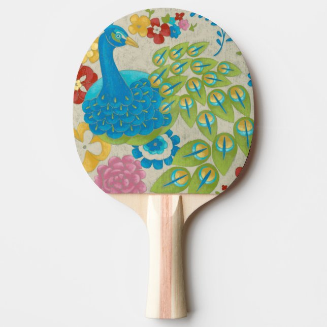 Farbenfrohe Pfaue und Blume Tischtennis Schläger (Vorderseite)