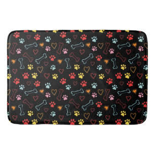 Farbenfrohe Pfauen, Herz und Knochen Doodle Badematte