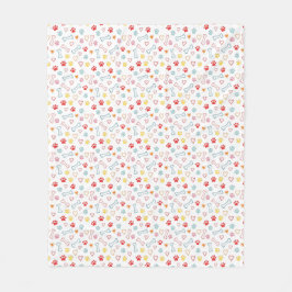 Farbenfrohe Pfauen, Herz und Knochen Doodle Fleecedecke
