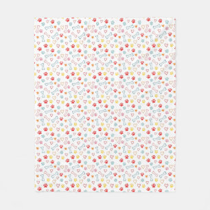 Farbenfrohe Pfauen, Herz und Knochen Doodle Fleecedecke