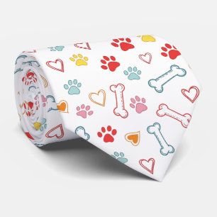 Farbenfrohe Pfauen, Herz und Knochen Doodle Krawatte