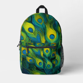 Farbenfrohe Pfauenfeder Bedruckter Rucksack