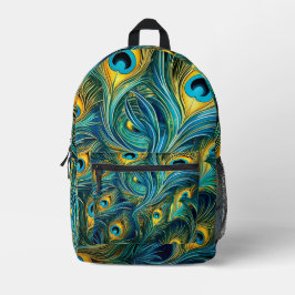 Farbenfrohe Pfauenfeder Bedruckter Rucksack