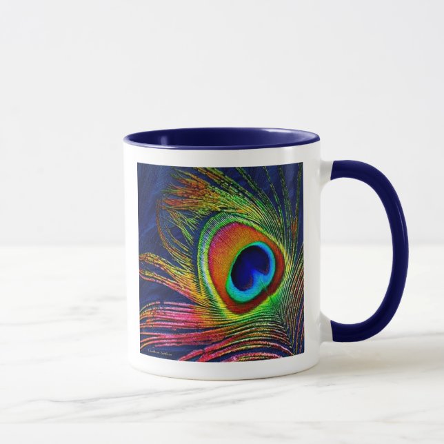 Farbenfrohe Pfauenfeder Druckkaffee-Tasse Tasse (Rechts)