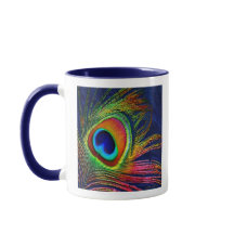Farbenfrohe Pfauenfeder Druckkaffee-Tasse