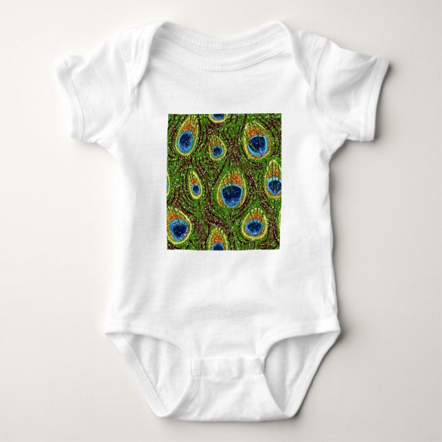 Farbenfrohe PfauenFedern drucken Baby Strampler (Vorderseite)