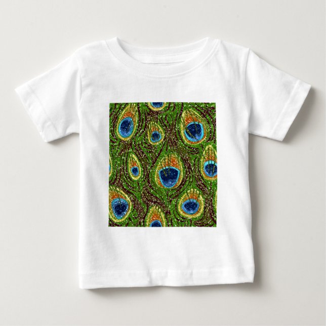 Farbenfrohe PfauenFedern drucken Baby T-shirt (Vorderseite)