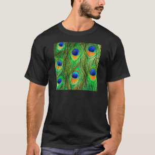 Farbenfrohe PfauenFedern drucken T-Shirt