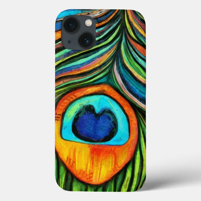 Farbenfrohe Pfauenfeuervogel Feather Painting Case-Mate iPhone Hülle (Rückseite)