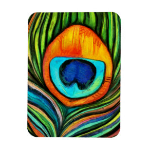 Farbenfrohe Pfauenfeuervogel Feather Painting Magnet