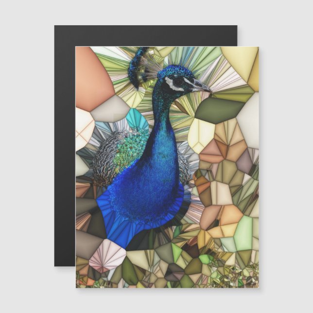 Farbenfrohe Pfauenmosaikkarte Magnetkarte (Vorne/Hinten)