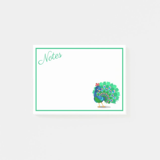 Farbenfrohe Pfauennachrichten Post-it Klebezettel (Vorderseite)