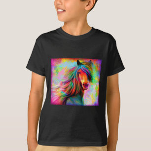 Farbenfrohe Pferde Pferderückfahrt Pferdefreunde f T-Shirt