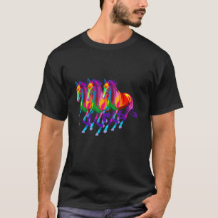 Farbenfrohe Pferde T-Shirt