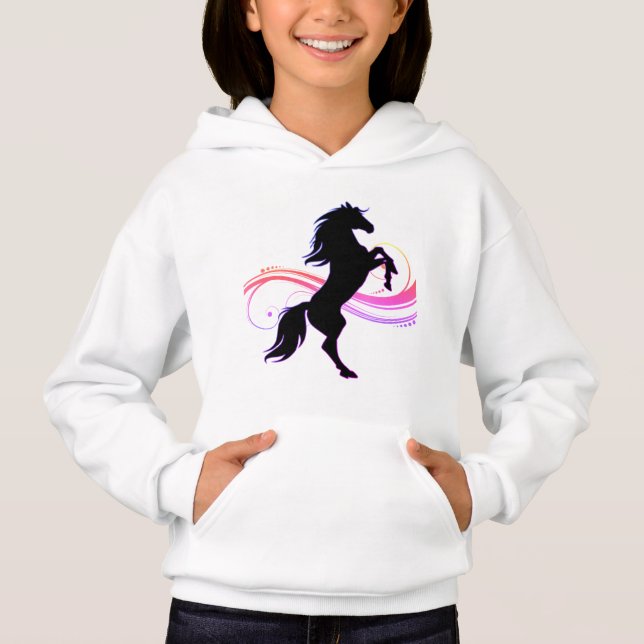 Farbenfrohe Pferdeschmäuse Pullover Hoodie (Vorderseite)