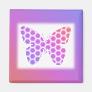 Farbenfrohe pfirsichrosa Lila geometrische Schmett Magnet