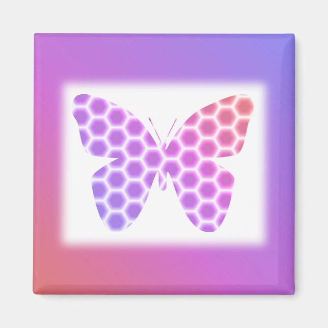 Farbenfrohe pfirsichrosa Lila geometrische Schmett Magnet (Vorne)