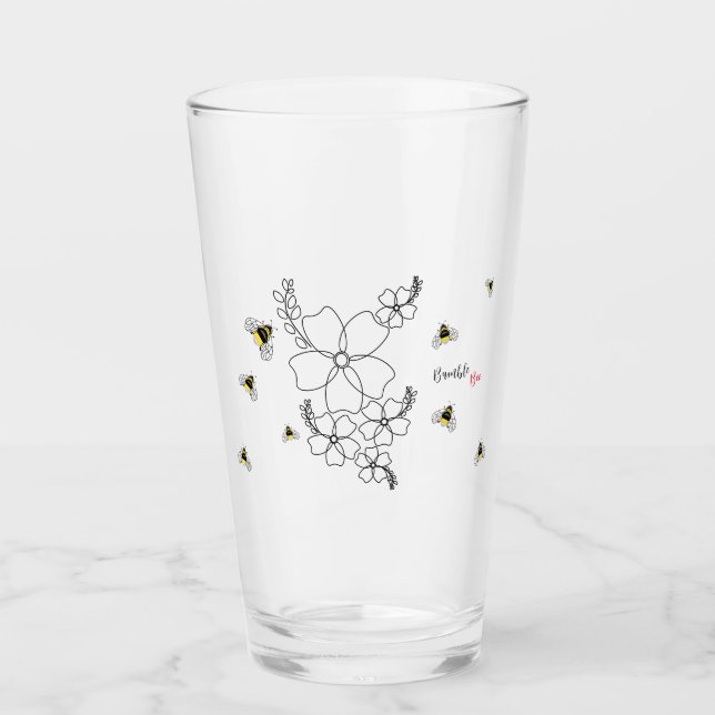 Farbenfrohe Pflanze und Hummelfarben Glas (Vorderseite)