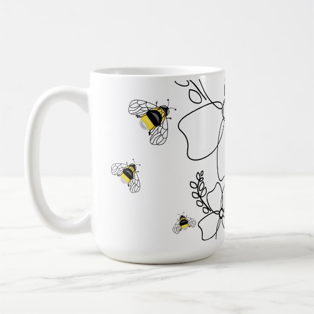 Farbenfrohe Pflanze und Hummelfarben Kaffeetasse (Links)