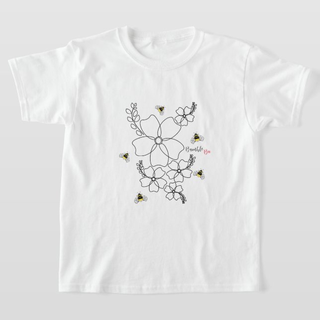 Farbenfrohe Pflanze und Hummelfarben T-Shirt (Ablage )