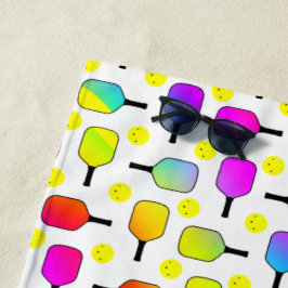 Farbenfrohe, pickleball Paddle, gelbes Pickleball Strandtuch