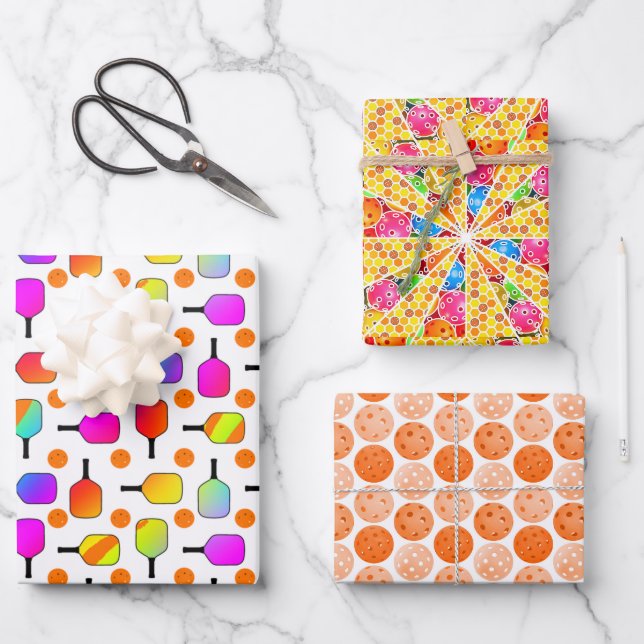 Farbenfrohe, pickleball Paddles, orange Pickleball Geschenkpapier Set (Vorderseite)