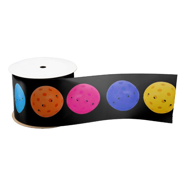 Farbenfrohe Pickleball Satinband (Spule)