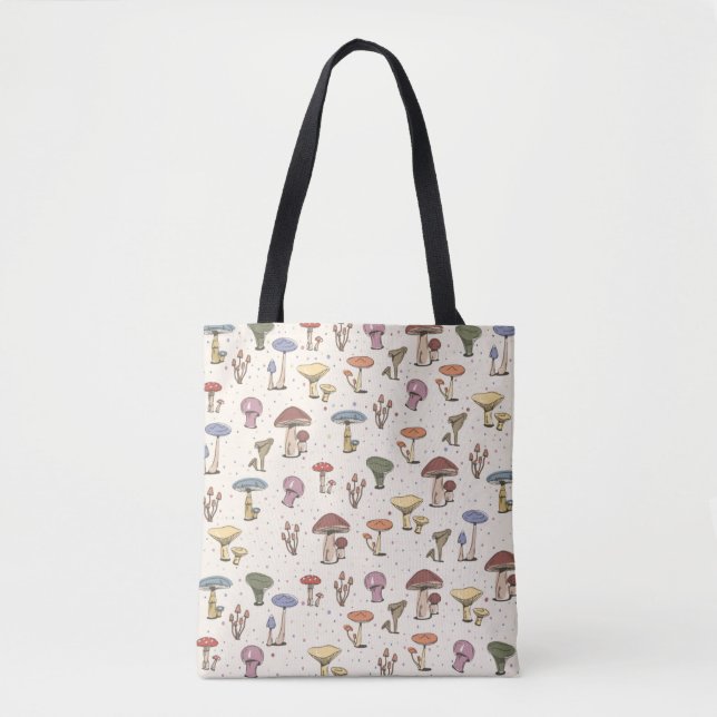 Farbenfrohe Pilze Doodle Muster Tasche (Vorderseite)