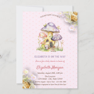 Farbenfrohe Pilze Gold Rose Polka Dots Einladung
