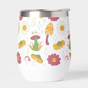 Farbenfrohe Pilze, Regenbogen und Daisis Muster