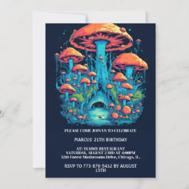 Farbenfrohe Pilzwälder Print Birthday Party Einladung