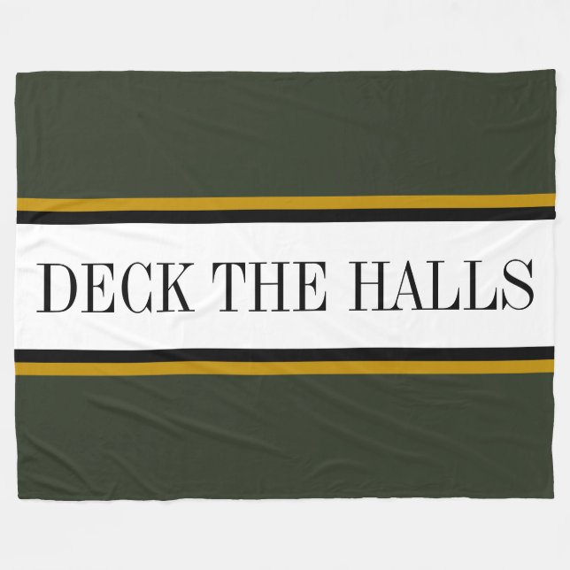 Farbenfrohe Pine Green White Stripes "DECK THE HAL Fleecedecke (Vorderseite (Horizontal))