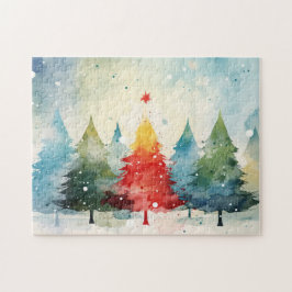 Farbenfrohe Pine Trees Weihnachten