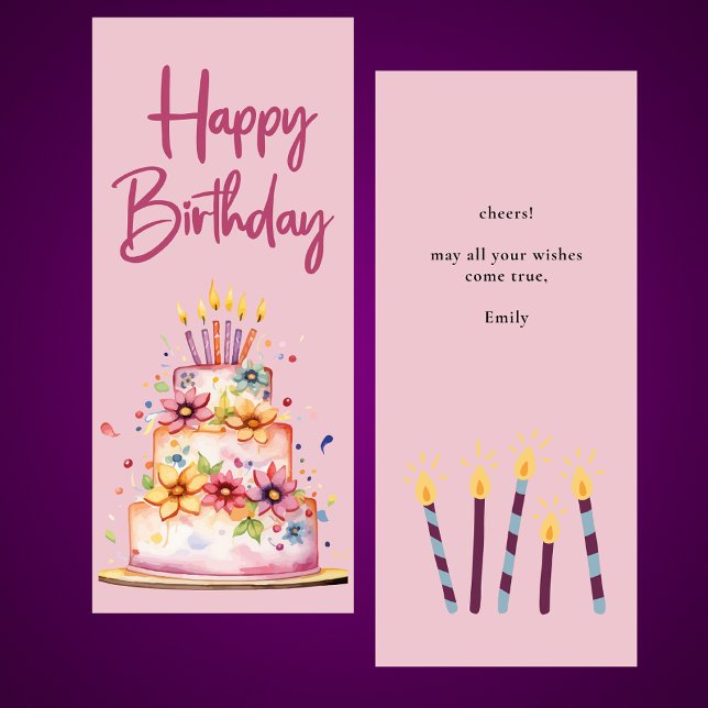 Farbenfrohe Pink Girly Happy Birthday Flat Card (Von Creator hochgeladen)