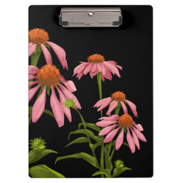 farbenfrohe Pinkblumen auf schwarzem Hintergrund Klemmbrett