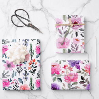 Farbenfrohe Pinsel und Lila Wasserfarben Geschenkpapier Set
