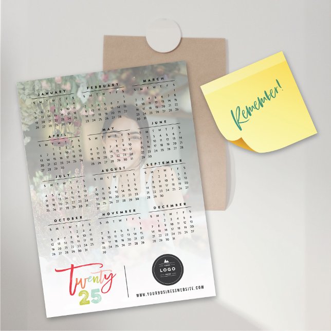 Farbenfrohe Pinselschrift 2025 Kalender Magnetkart Magnetkarte (Colorful Brush Script 2025 Calendar Magnetic Card @ fat_fa_tin)