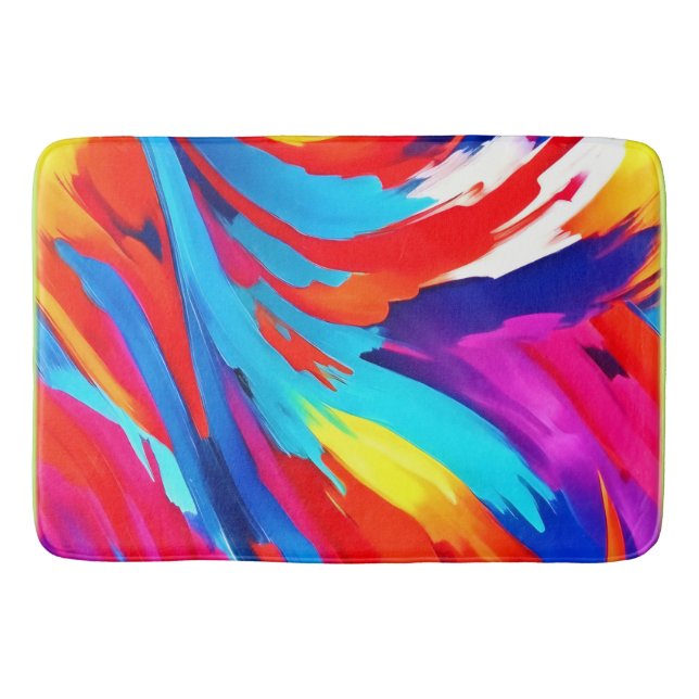 Farbenfrohe Pinselstriche Kunst Badematte (Vorderseite)