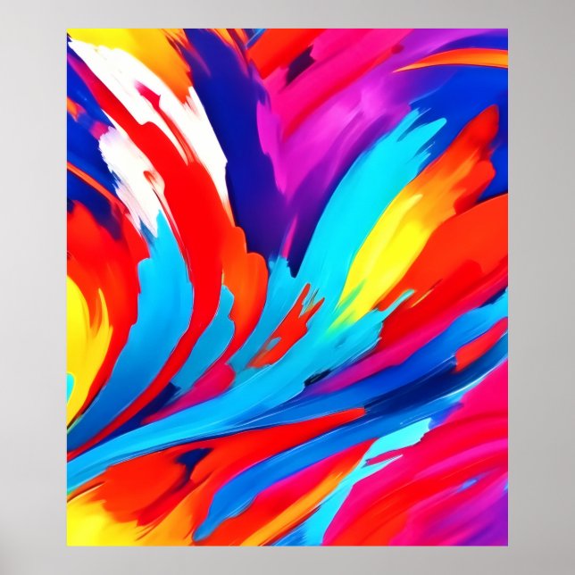 Farbenfrohe Pinselstriche Kunst Poster (Vorne)