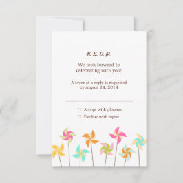 farbenfrohe Pinwheel-Hochzeit RSVP Karte