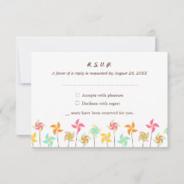 farbenfrohe Pinwheel-Hochzeit RSVP Karte