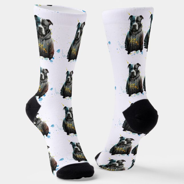 Farbenfrohe Pitbull - Niedlicher Haustier Socken (Gewinkelt)
