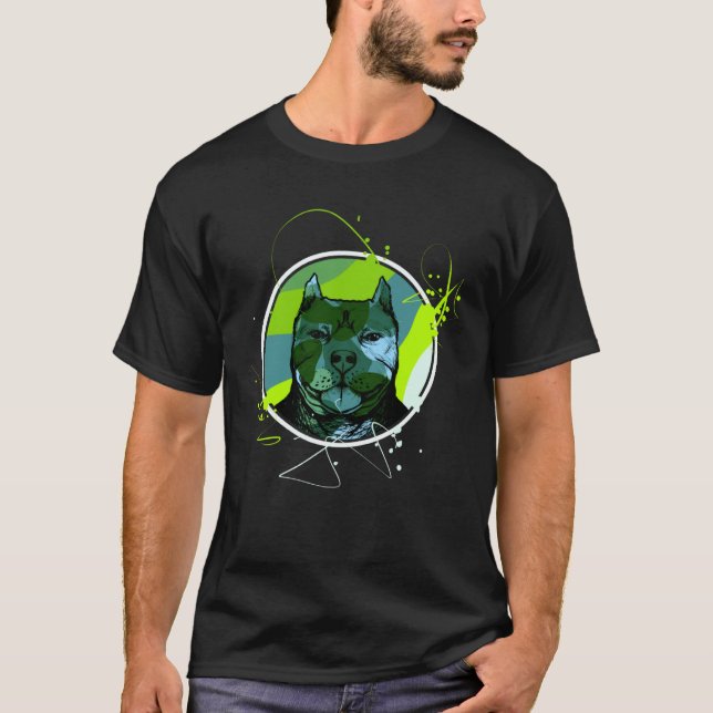 Farbenfrohe Pitbull Terrier Dog Liebe Vater Mum Bo T-Shirt (Vorderseite)