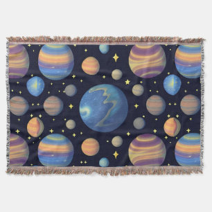 Farbenfrohe Planeten und Sterne im Weltraum Decke