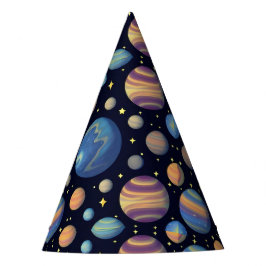 Farbenfrohe Planeten und Sterne im Weltraum Partyhütchen